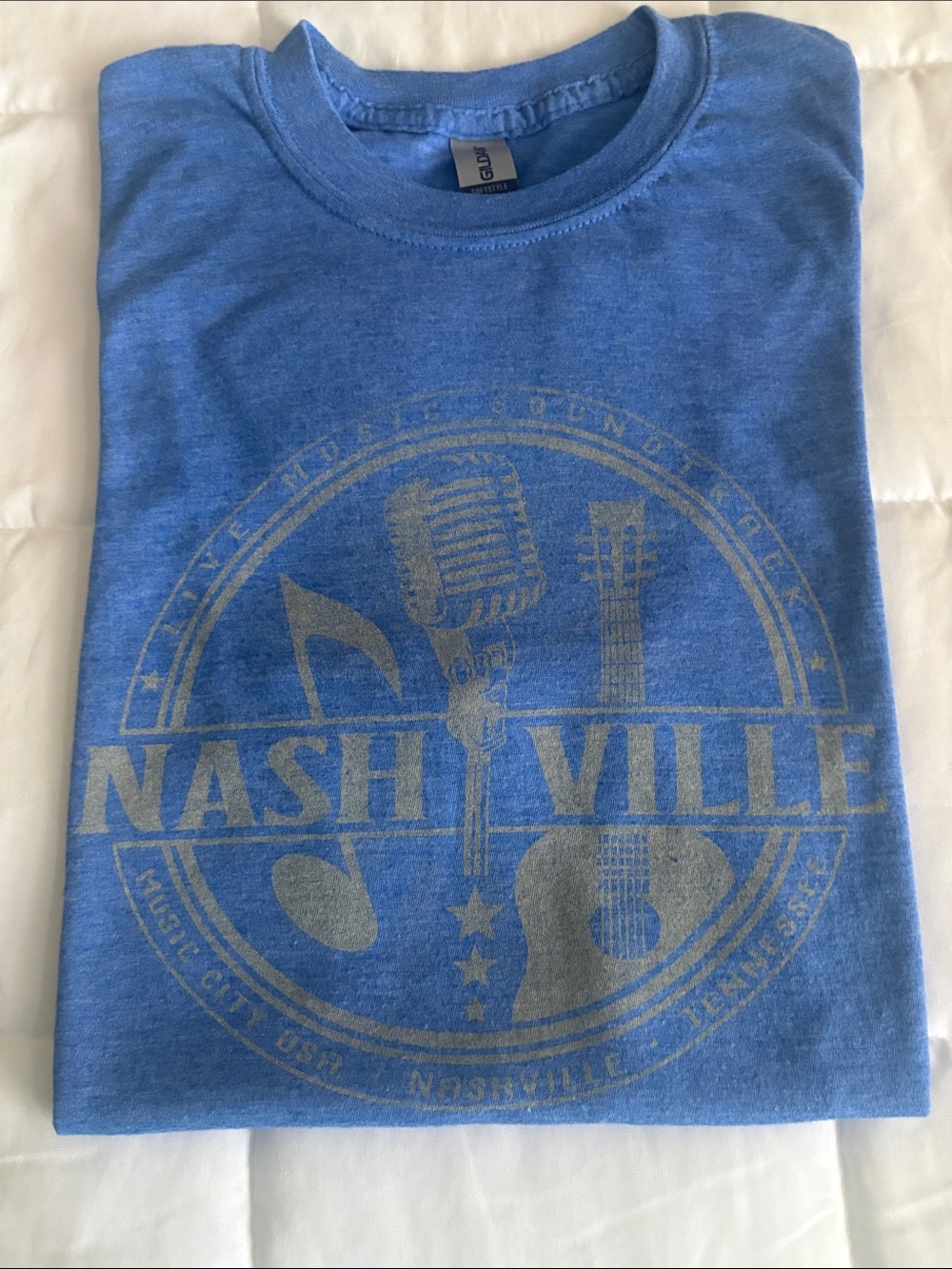 Nashville logo Gildan Light Blue Softstyle Crewneck Tee S